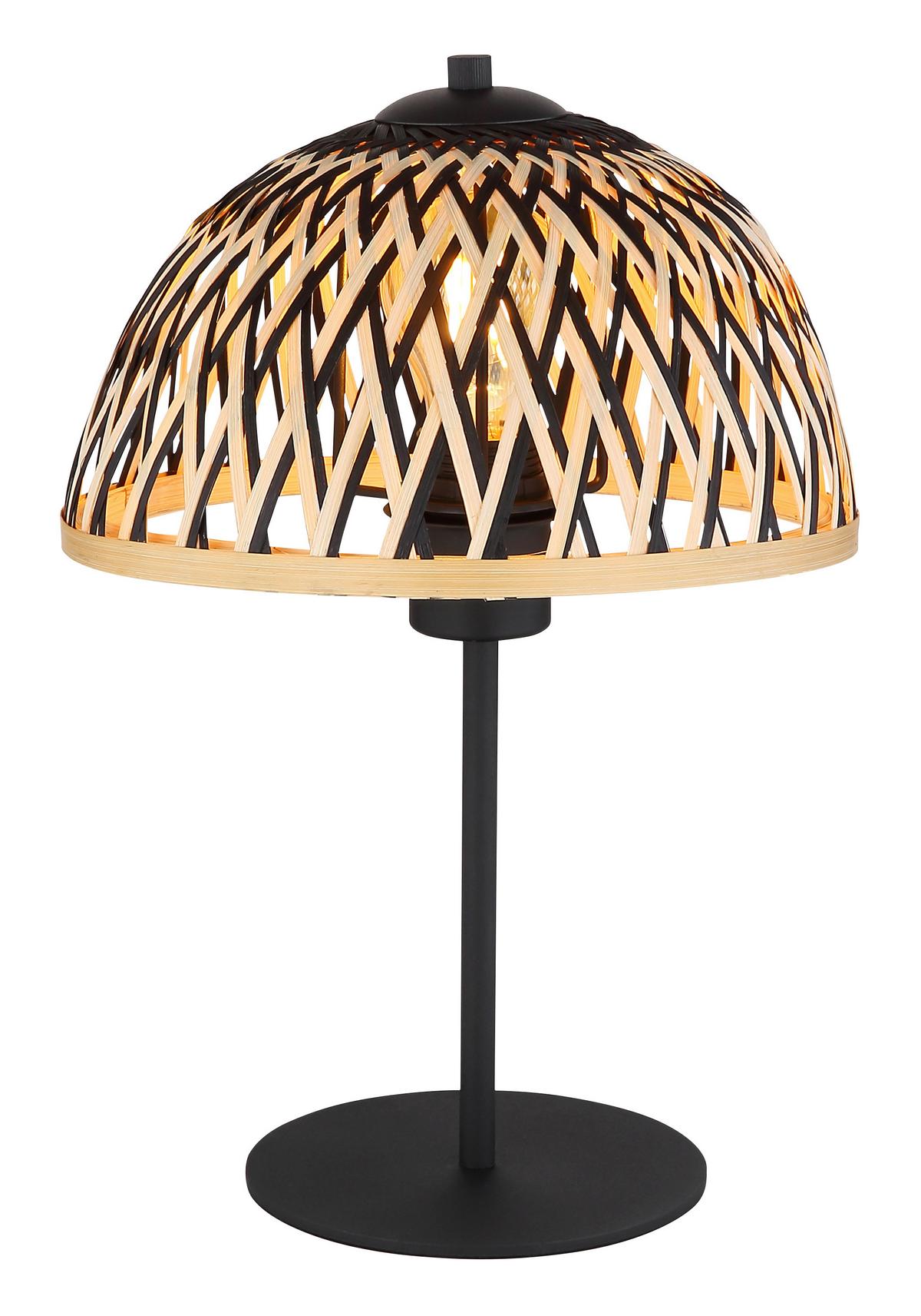Tischleuchte Colly max. 15 Watt - Schwarz/Naturfarben, Natur, Naturmaterialien/Metall (25/37cm) - Globo