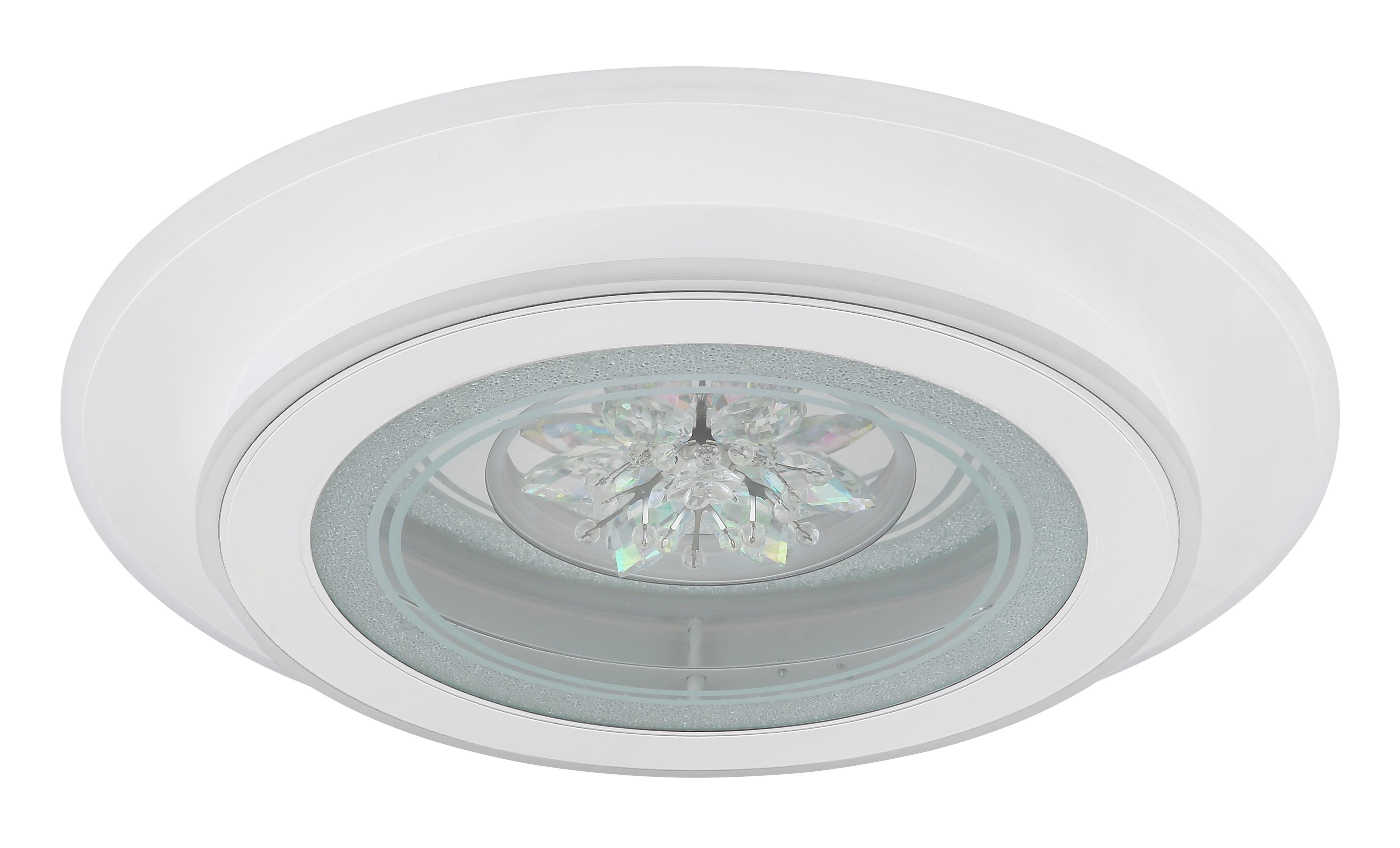 LED-Deckenleuchte Bluma Weiß max. 36 Watt - Klar/Chromfarben, KONVENTIONELL, Kunststoff/Metall (46/6,5cm) - Globo