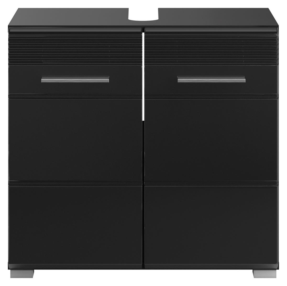 Waschbeckenunterschrank Linus ca. 60x56 cm Schwarz - Schwarz Hochglanz/Schwarz, MODERN, Holzwerkstoff/Kunststoff (60/56/34cm) - MID.YOU