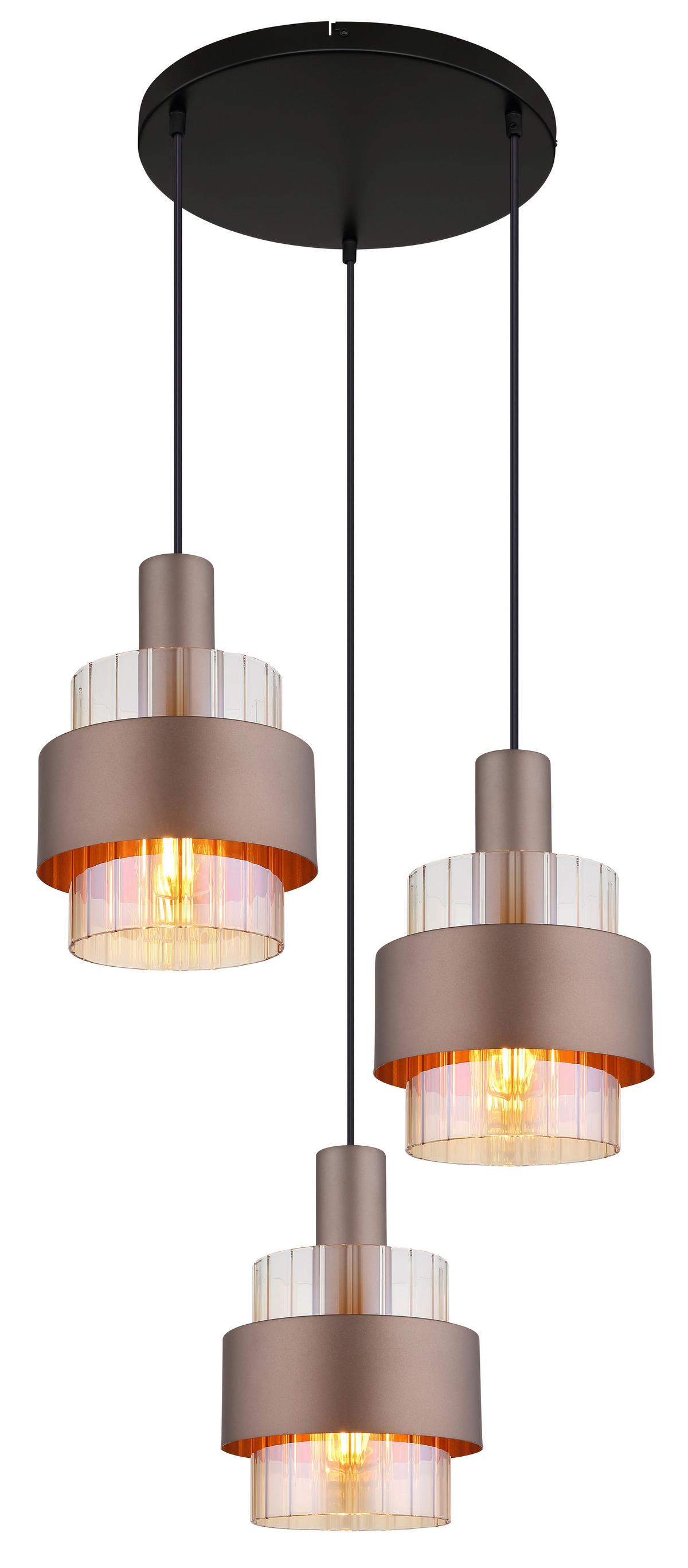 Viseća Svjetiljka Brončana Boja - narančasta/brončane boje, Design, staklo/metal (45/150cm) - Globo