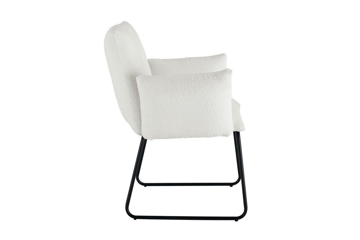 Naslanjač Bouclé, Bela - črna/bela, Moderno, kovina/tekstil (73,5/87/64,5cm) - Livetastic