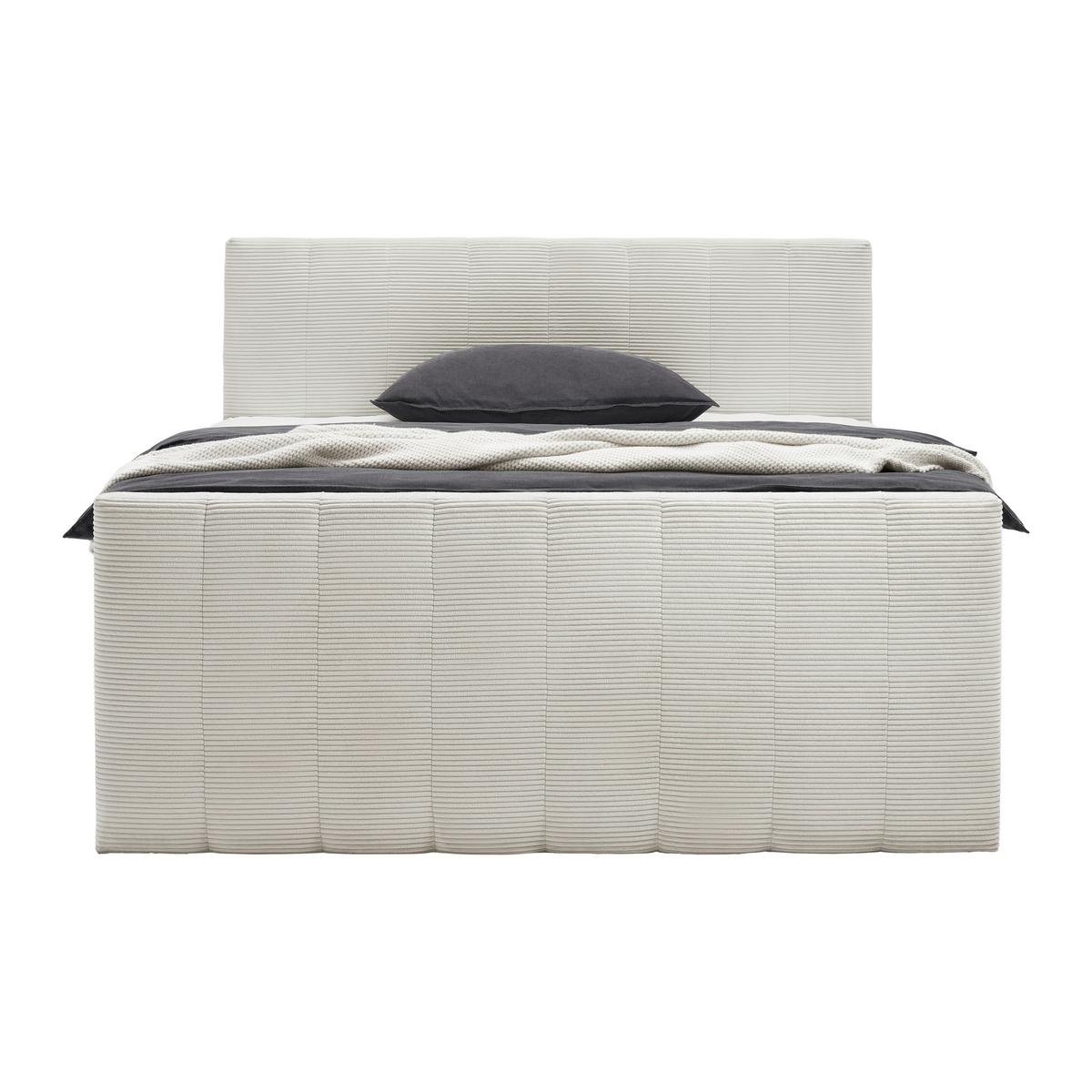 Boxspringbett Malaga Beige ca. 160x200cm - Beige/Silberfarben, KONVENTIONELL, Holz/Holzwerkstoff (160/200cm) - Premium Living
