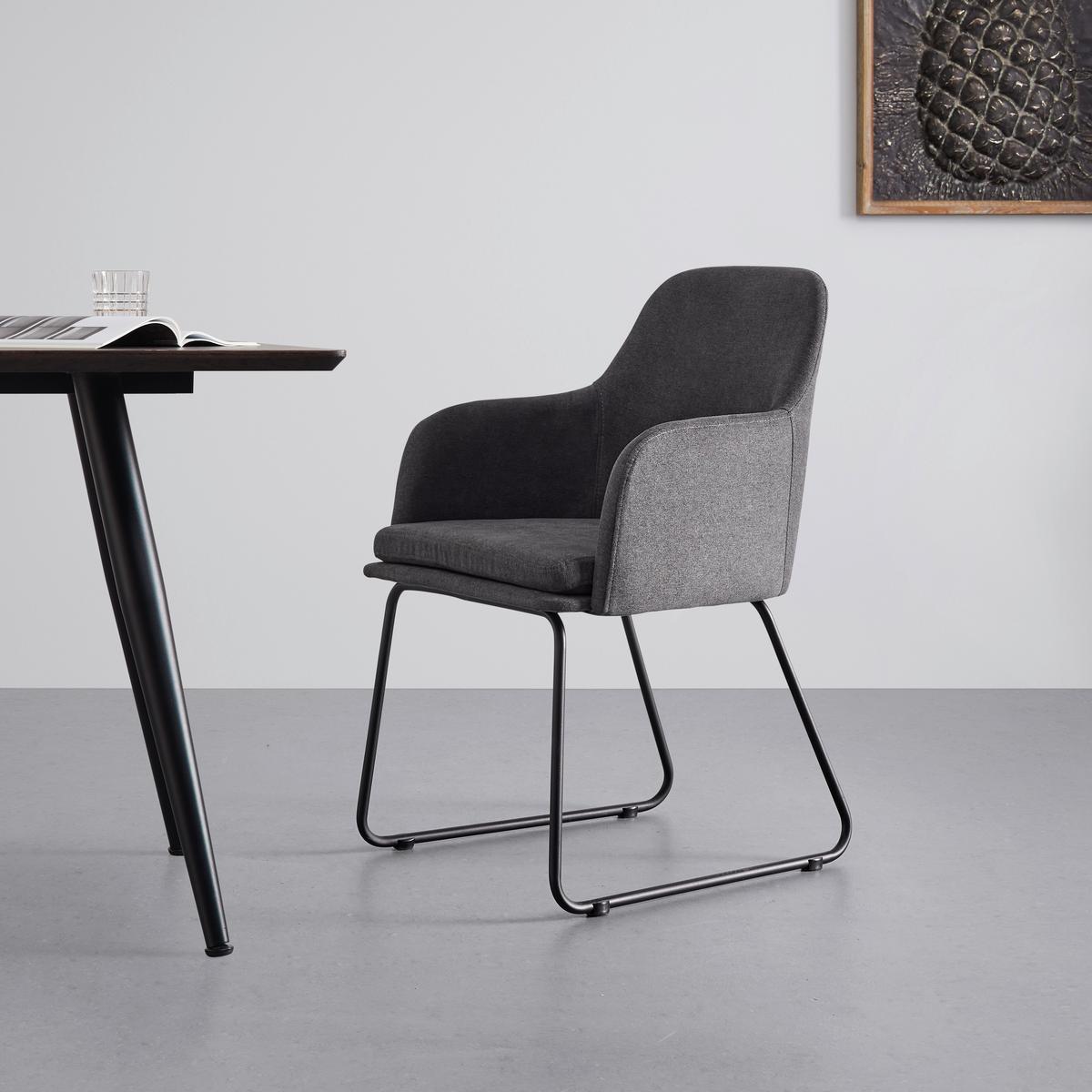 KRZESŁO Z PODŁOKIETNIKAMI MIA - ciemnoszary/czarny, Modern, metal/tkanina (55,5/83/55cm) - Bessagi Home