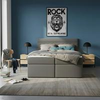 Boxbett Rosa Grau ca. 140x200 cm mit Topper - Schwarz/Grau, MODERN, Holz/Holzwerkstoff (140/200cm) - Bessagi Home