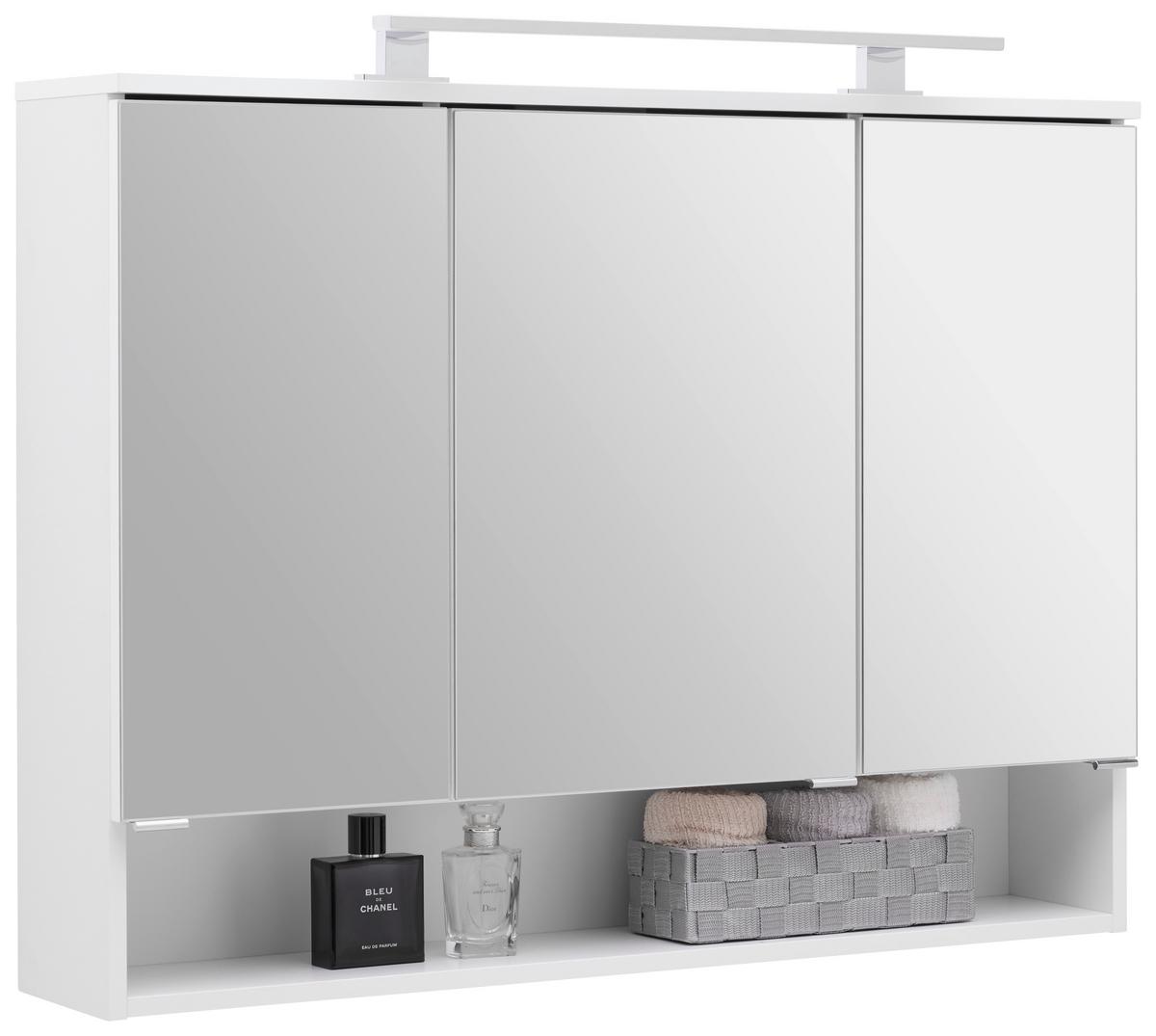 Dulap cu oglindă Fresh - alb, Konventionell, sticlă/material pe bază de lemn (100/75/20cm) - Ondega