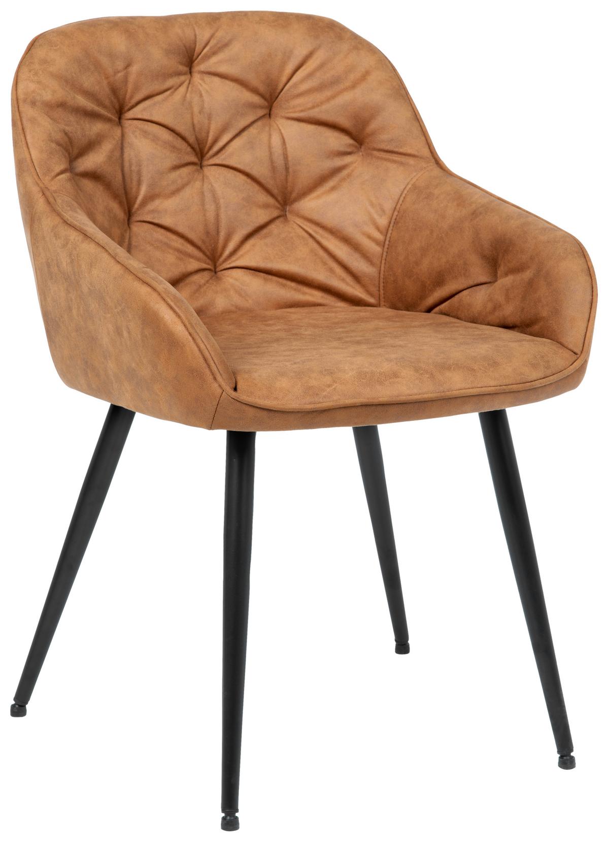 KRZESŁO Z PODŁOKIETNIKAMI ANCONA - czarny/brązowy, Romantik / Landhaus, metal/tkanina (55/80/61cm) - Livetastic