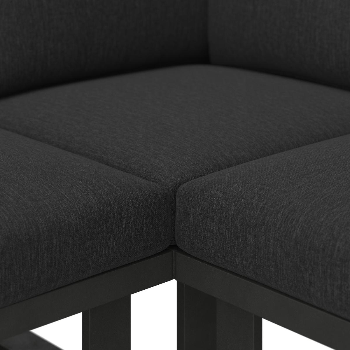 Dining-Loungeset Gianna Schwarz aus Holz/Textil/Metall - Schwarz/Teakfarben, Modern, Holz/Textil (221/71/76cm) - Bessagi Garden