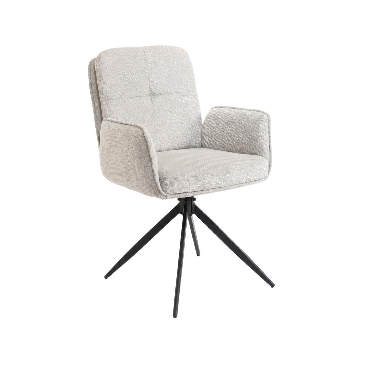 Armlehnstuhl Nalani Greige Webstoff Drehbar Gepolstert - Greige/Dunkelgrau, MODERN, Textil/Metall (58/86/62cm) - Bessagi Home