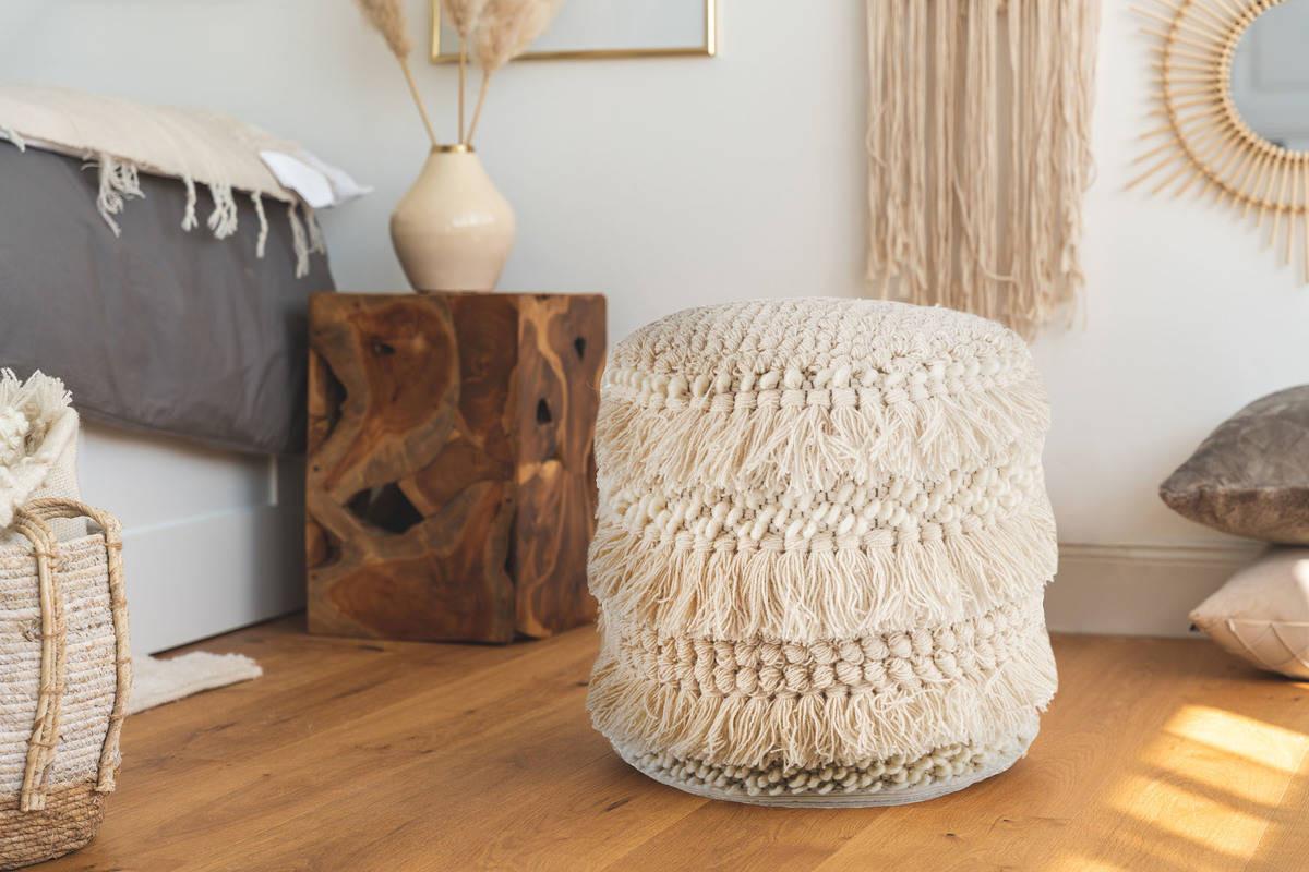 POUF POUF BOHIST 325 NATURAL - Creme, Trend, Textil (35/35/35cm) - Kayoom