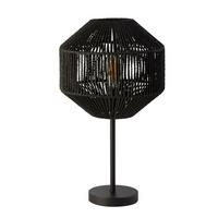 Asztali Lámpa Eu11201-1bk - fekete, Basics, műanyag/természetes anyagok (31/31/55cm)