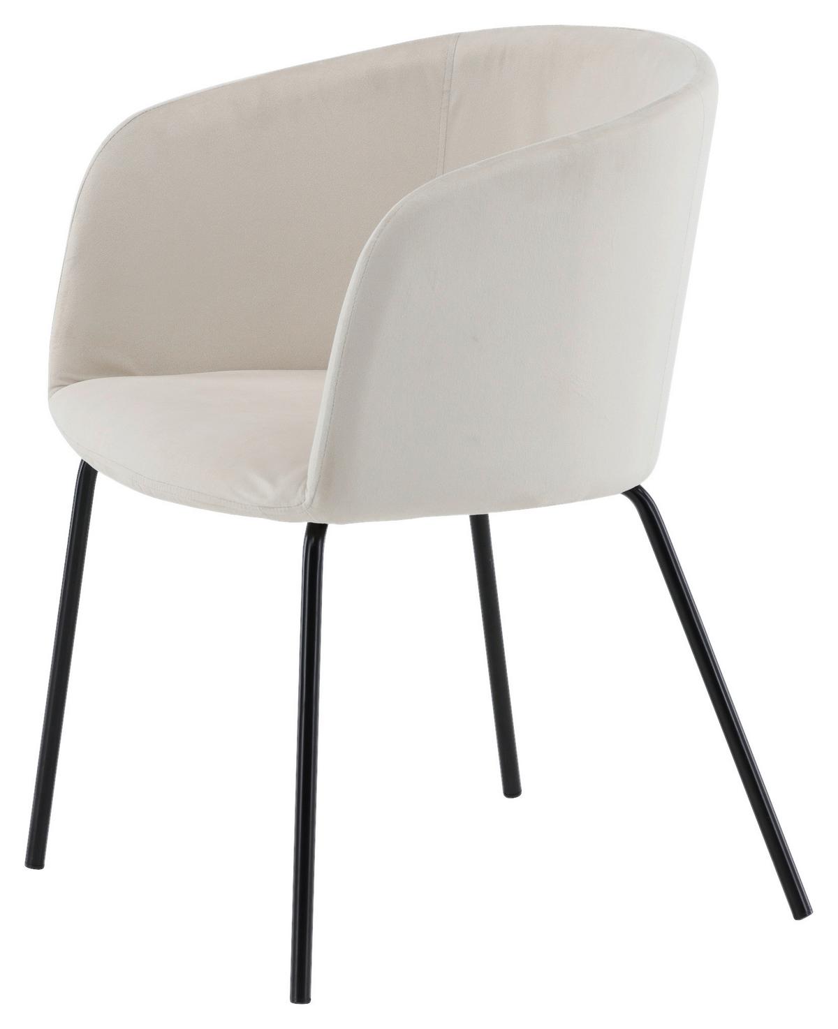 Stuhl Berit ca. 55x78x55 cm Weiß - Beige/Schwarz, Design, Holz/Textil (55/78/55cm) - Livetastic