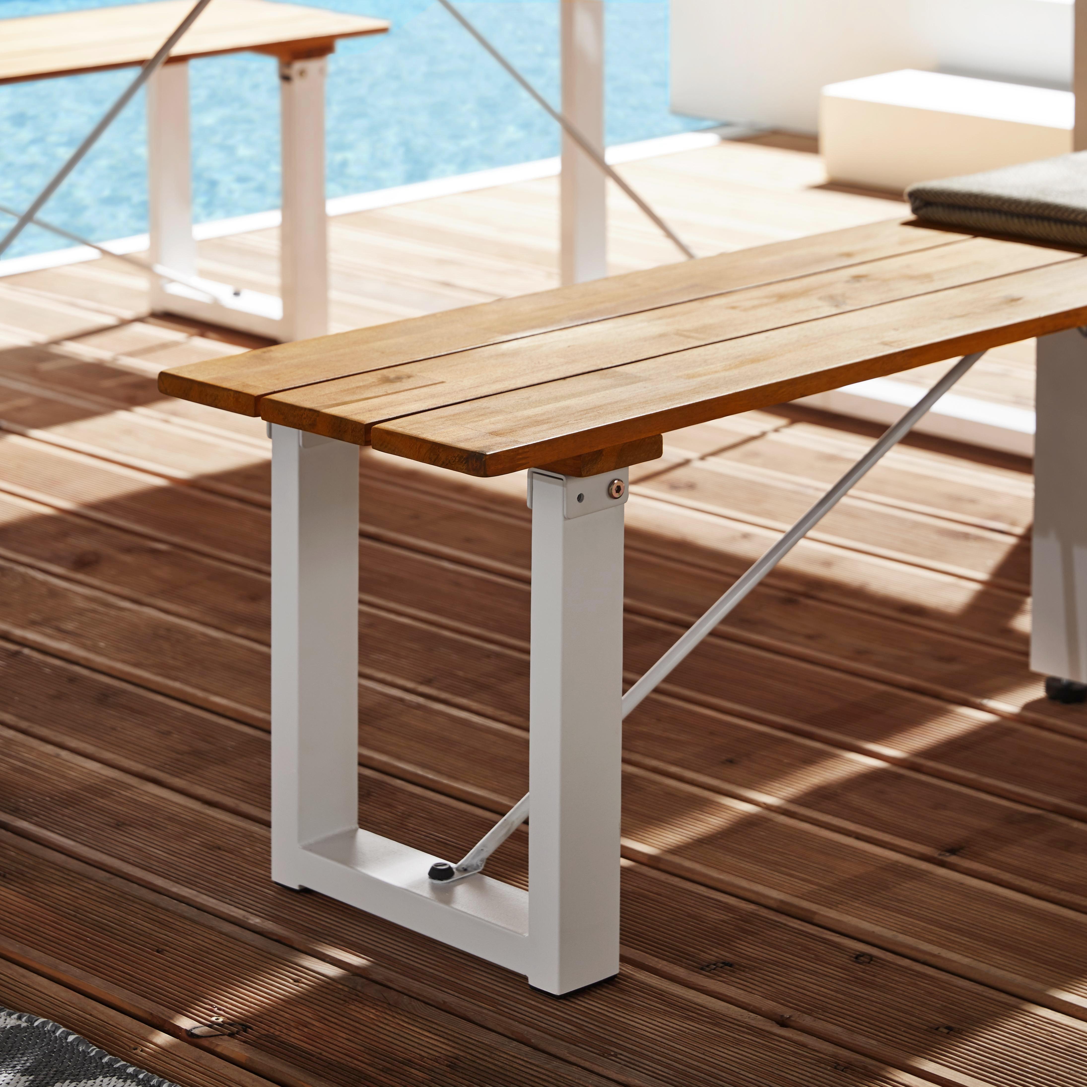 GARTENBANK Leonor aus Akazie in Weiß - Weiß/Akaziefarben, MODERN, Holz/Metall (170/43/33,5cm) - Bessagi Garden