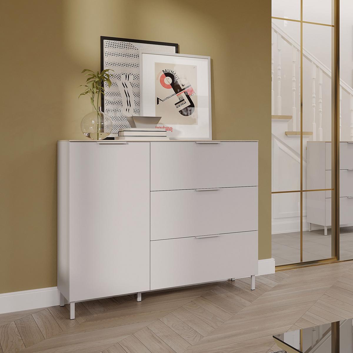 Kommode Gw-Savoca - Kaschmir/Eichefarben, Modern, Holzwerkstoff/Metall (109/98/40cm) - Mömax