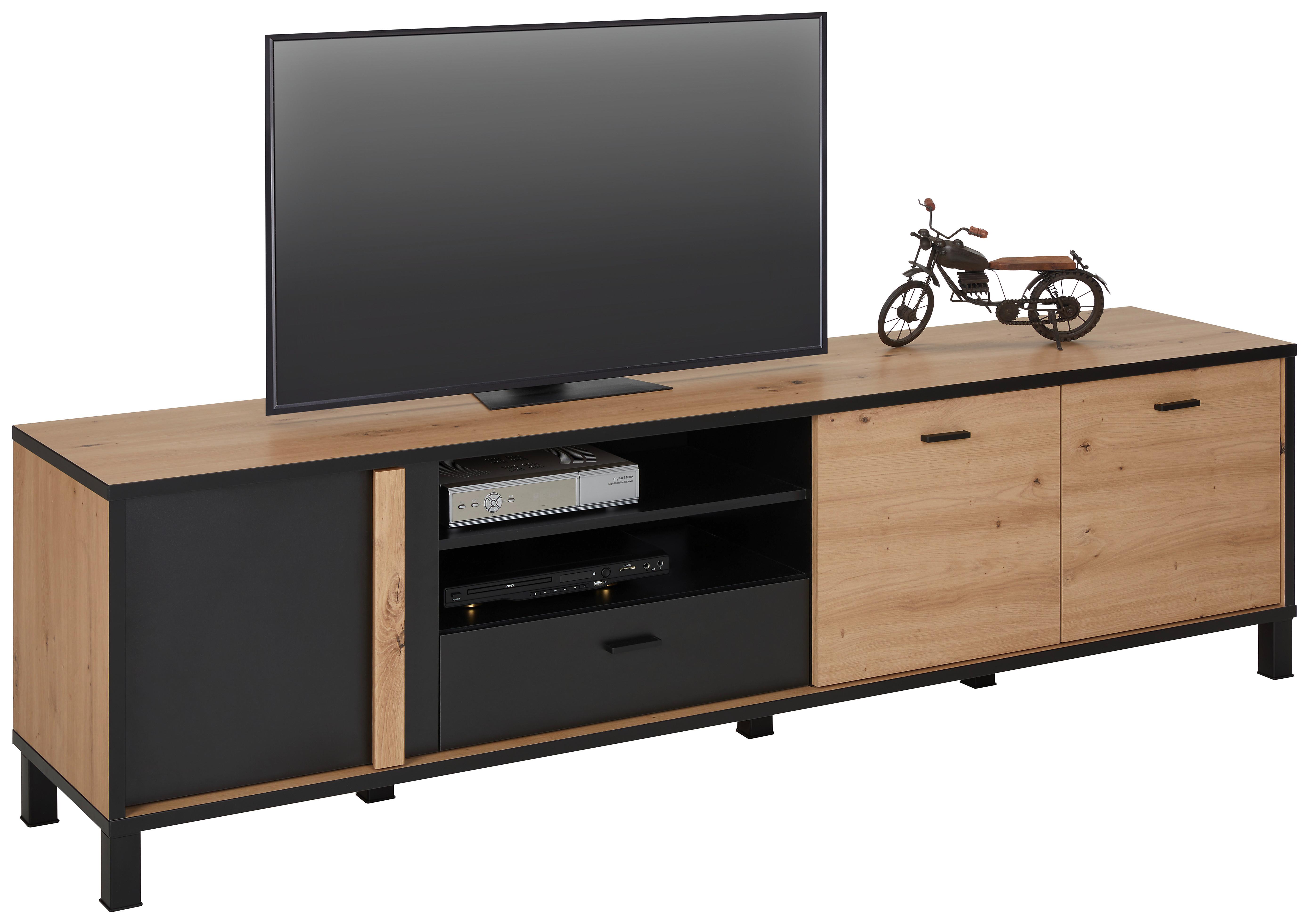 TV-Element in Schwarz/Artisan Eiche - Schwarz, Modern, Holzwerkstoff/Metall (199,2/56,4/42cm) - Modern Living