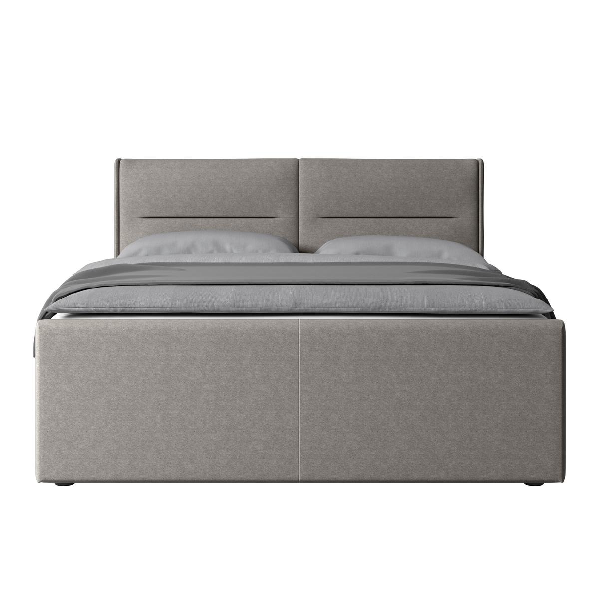 Boxspringbett Kyoto ca. 180x200 cm Silbergrau - Silberfarben, MODERN, Karton/Holzwerkstoff (180/200cm) - MID.YOU