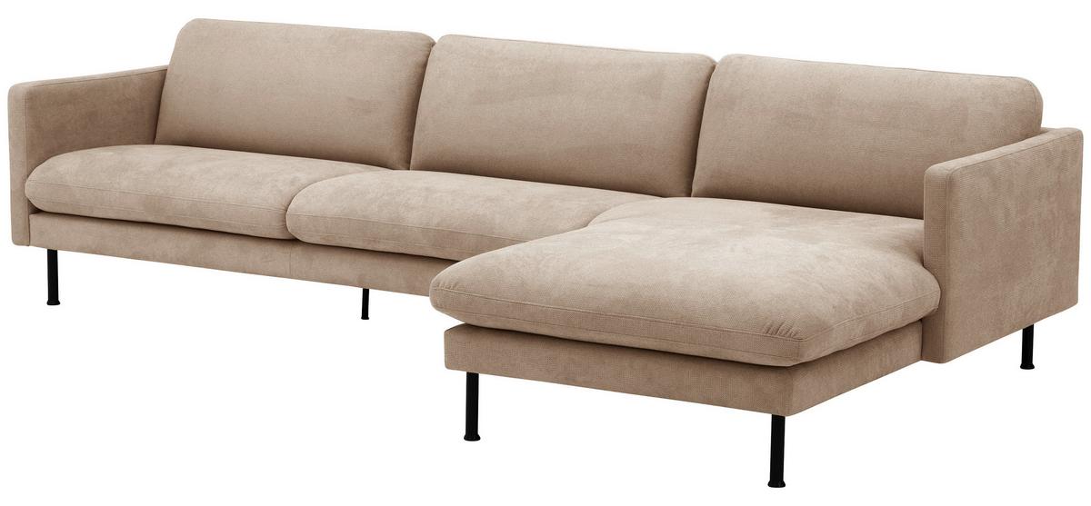 Ecksofa Nathan in Beige Flachgewebew. - Beige/Schwarz, MODERN, Textil/Metall (286/160cm) - Max Winzer