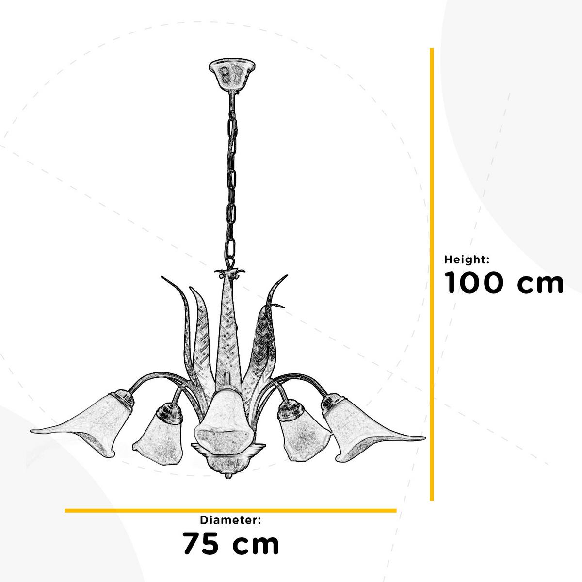 Kronleuchter Alga Bronzefarben max. 22 Watt - Bronzefarben, KONVENTIONELL, Glas/Metall (75/75/100cm)