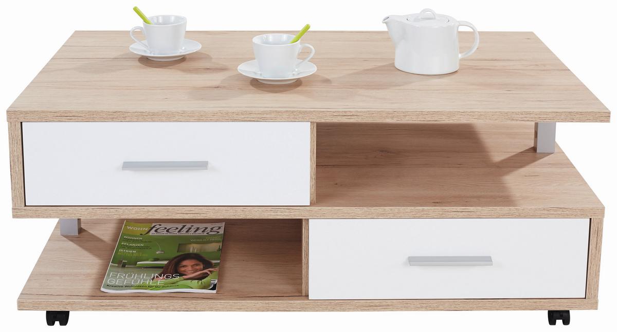 Măsuță de cafea QUATTRO - culoare lemn stejar, Konventionell, material pe bază de lemn (105/45/60cm) - Modern Living