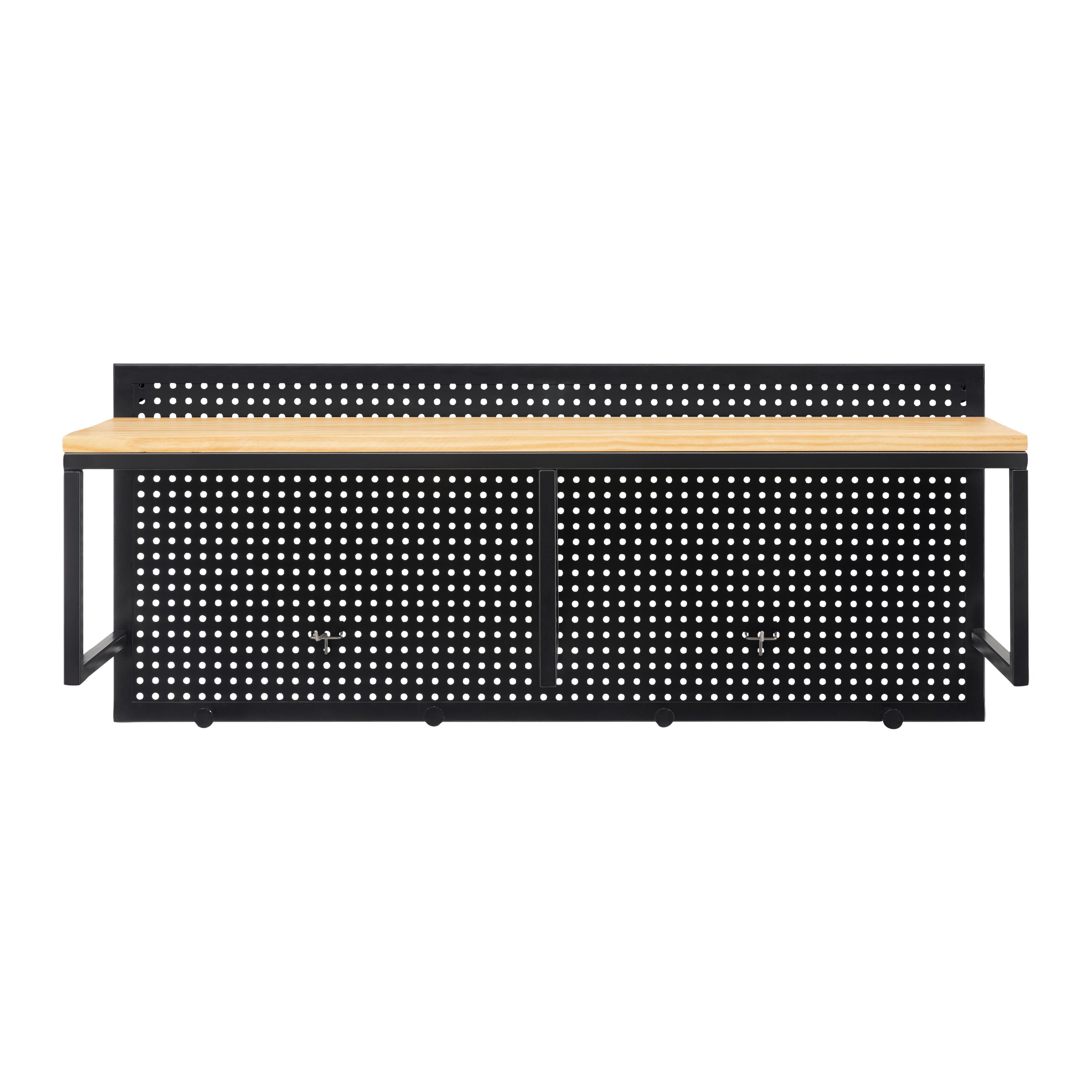 Garderobe Lorenzo ca. 90x37 cm Metall/Kiefer - Schwarz/Kieferfarben, MODERN, Holz/Metall (90/37/25cm) - Bessagi Home