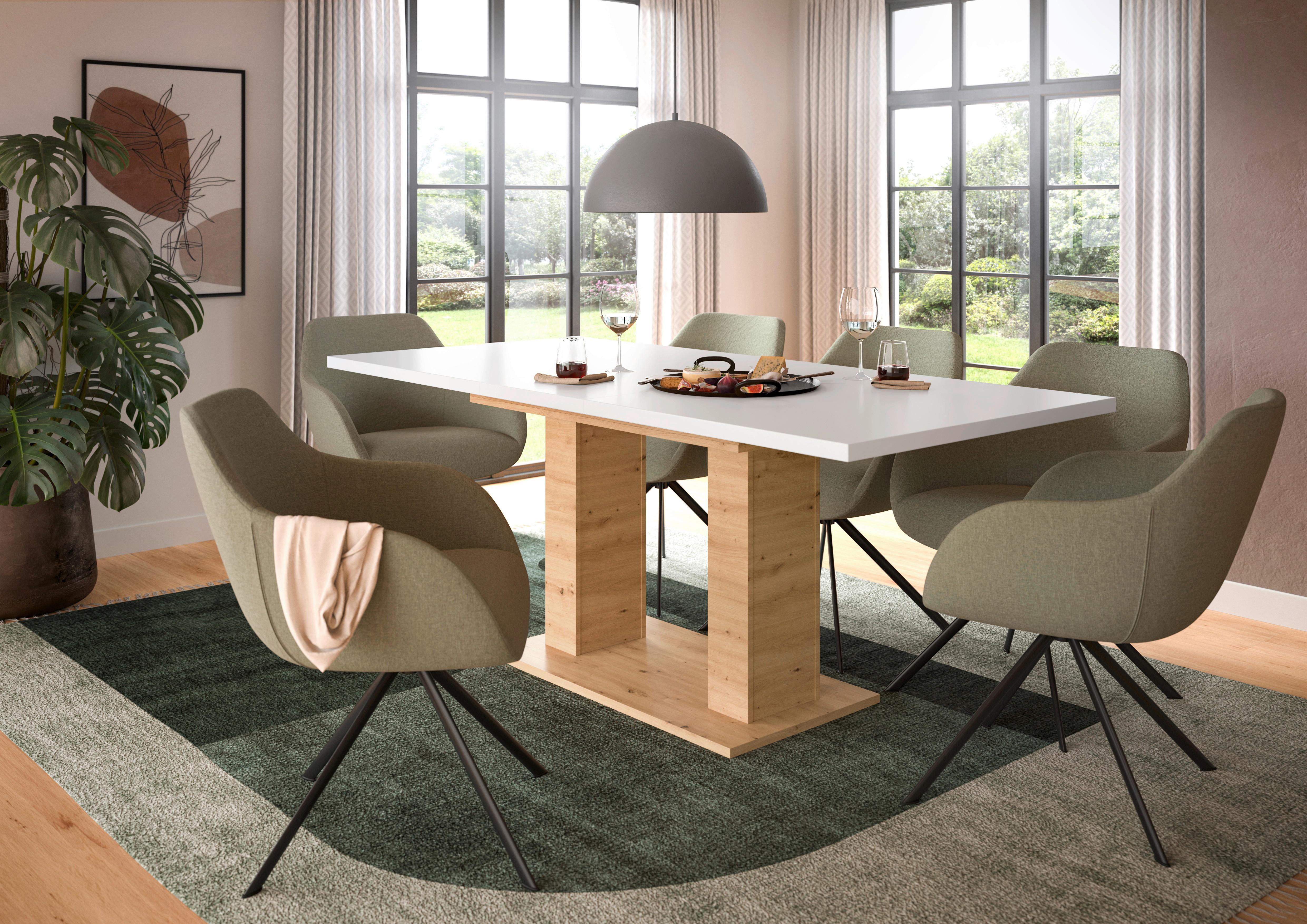 Ausziehtisch Marlon ca. 150x190 cm Eiche/Weiß - Weiß/Eiche Artisan, KONVENTIONELL, Holzwerkstoff (150-190/90/76cm)