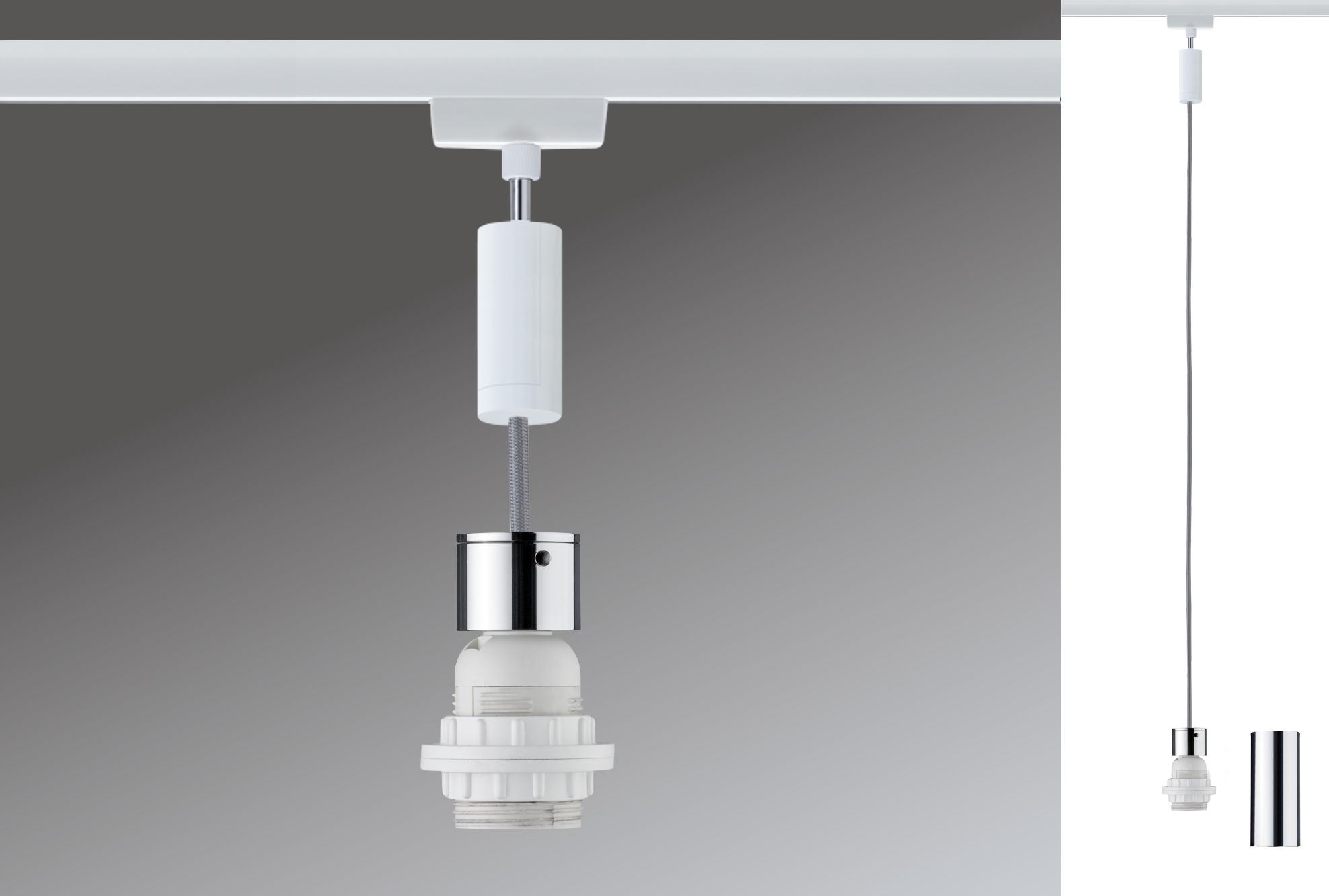 Schienensystem-Hängeleuchte Basic Pendulum max. 20 Watt - Chromfarben/Weiß, Design, Metall (150cm) - Paulmann