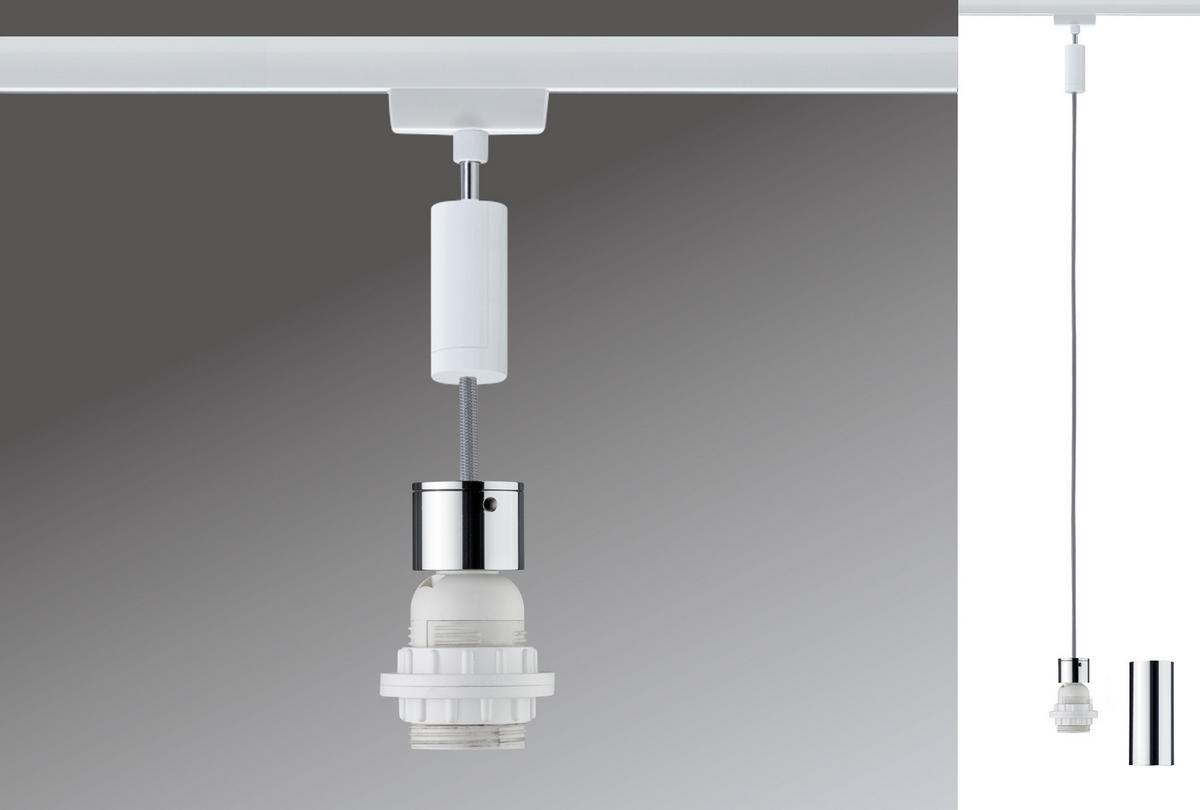 Schienensystem-Hängeleuchte Basic Pendulum max. 20 Watt - Chromfarben/Weiß, Design, Metall (150cm) - Paulmann