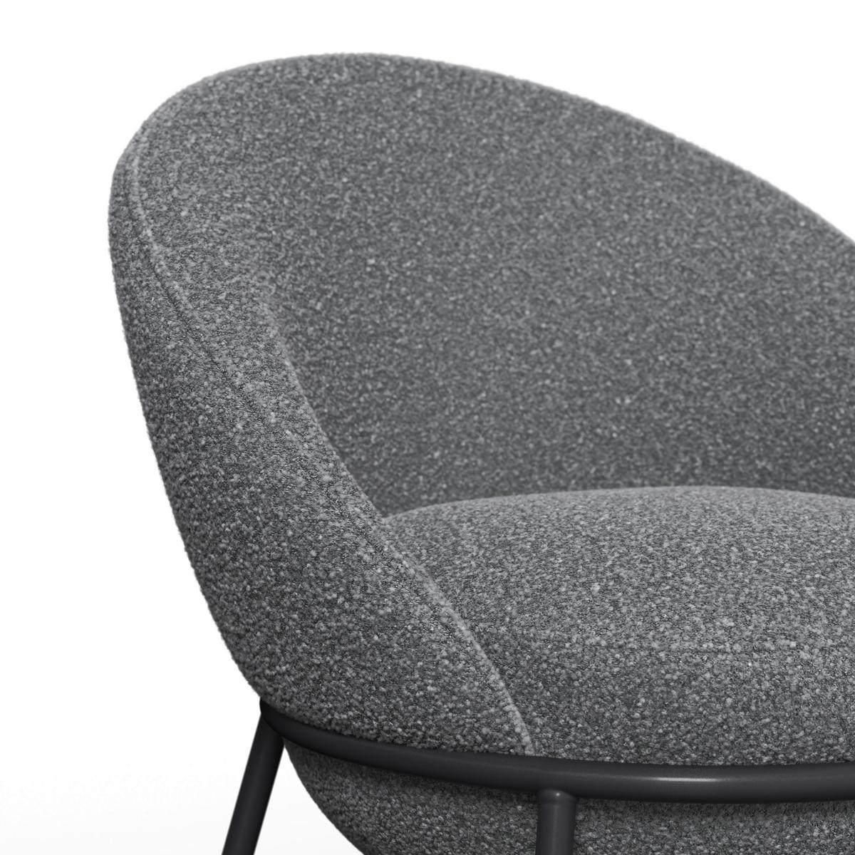 Armlehnstuhl Zoa Grau Struktur Gepolstert - Schwarz/Grau, MODERN, Holz/Textil (57/85/61cm) - Bessagi Home
