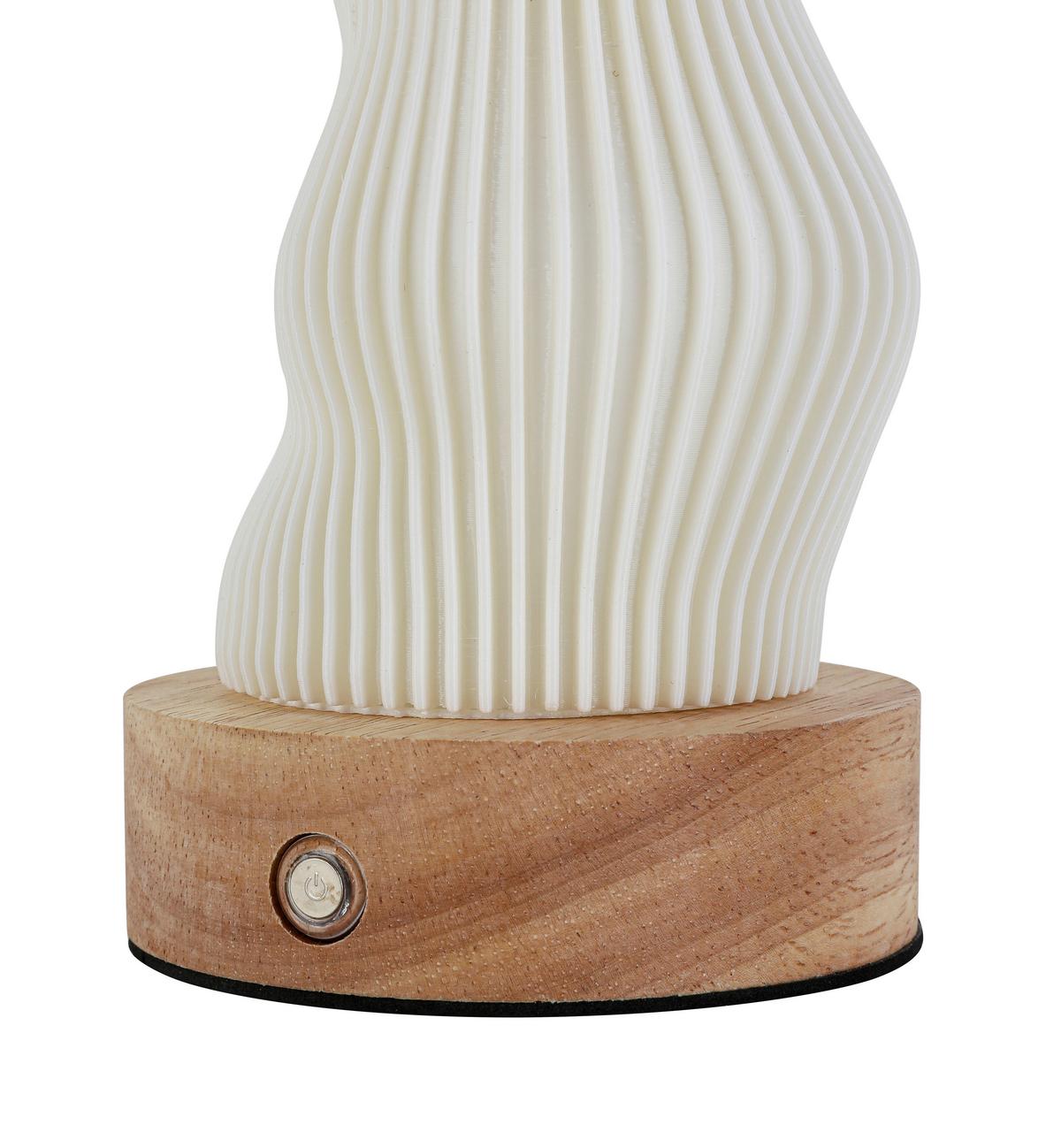 Akku-Tischleuchte Girtl Weiß max. 3 Watt - Weiß/Naturfarben, MODERN, Holz/Kunststoff (14cm) - Mömax