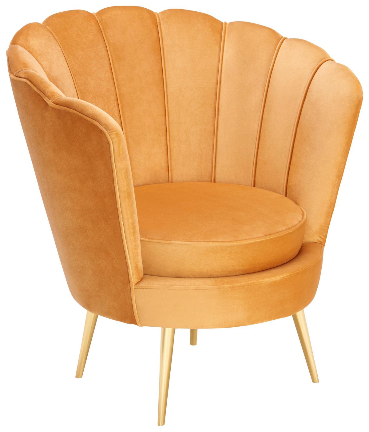 FOTEL JENNY - kolor złoty/curry, Trend, metal/tkanina (83/87/76cm) - Xora