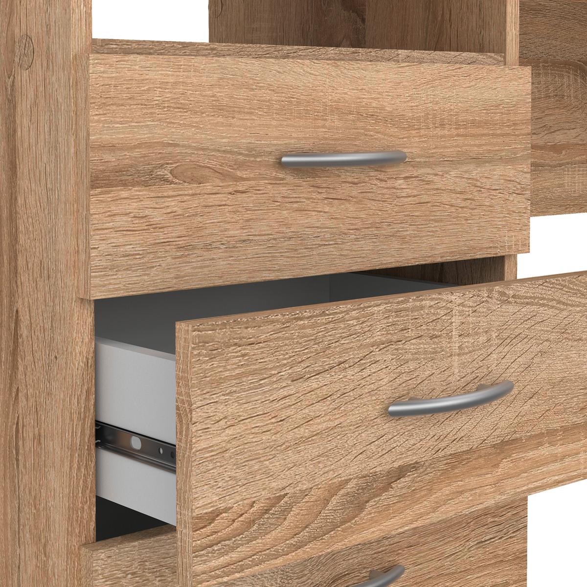 BIURKO FUNCTION PLUS - kolor dębowy/kolor srebrny, Modern, materiał drewnopochodny/tworzywo sztuczne (120,1/48,1/72,6cm) - MID.YOU