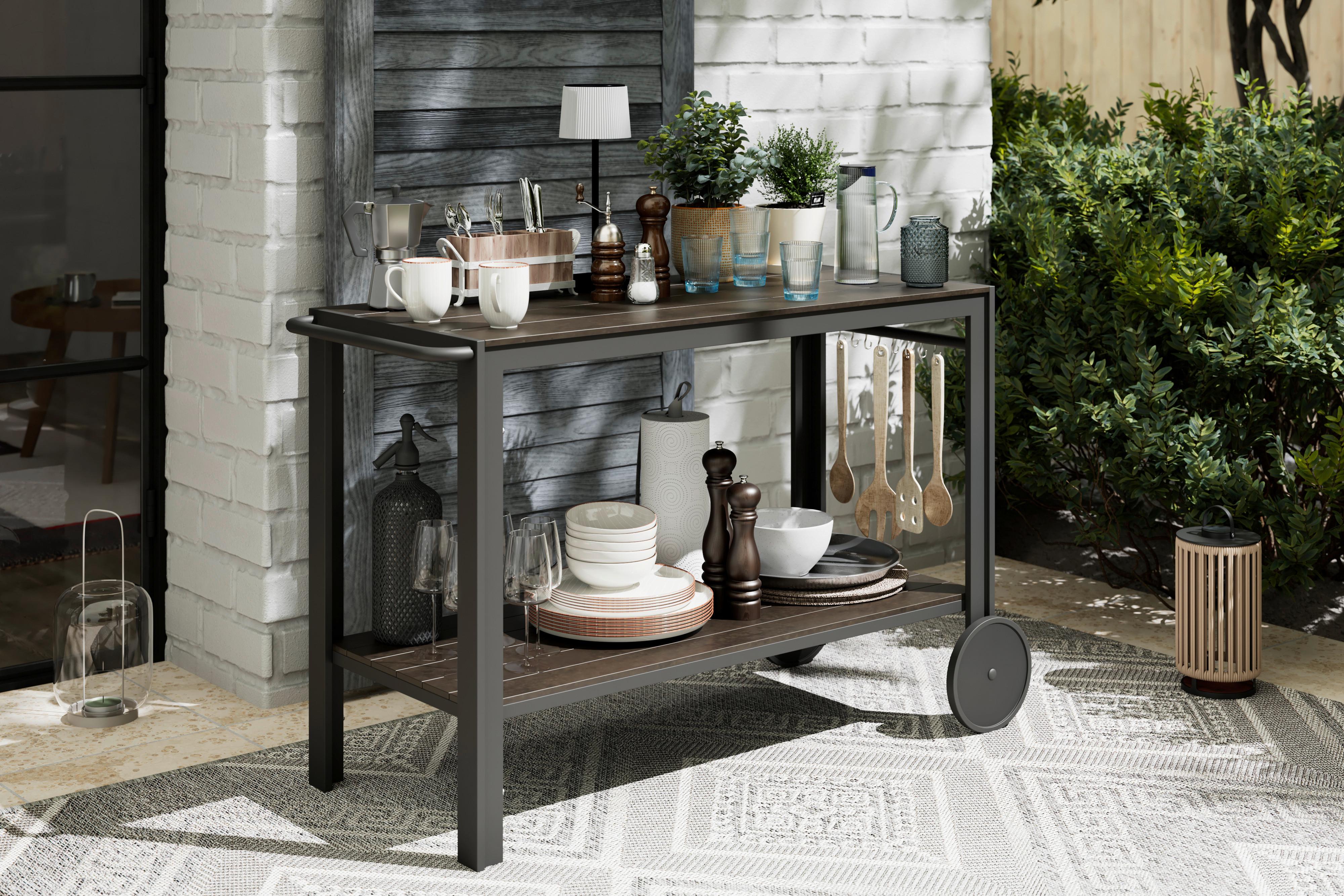 WÓZEK OGRODOWY DO SERWOWANIA CASTA - czarny, Modern, tworzywo sztuczne/metal (45/74/105cm) - Ambia Garden