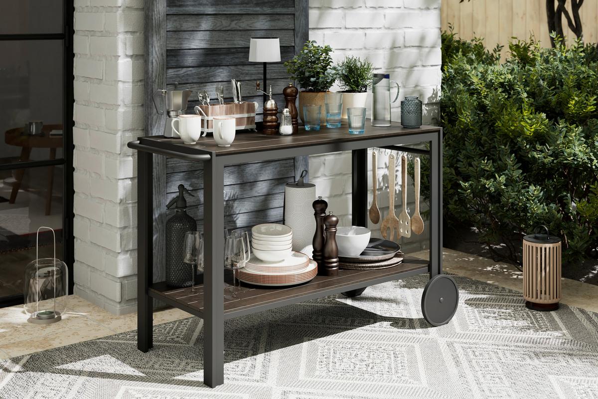 WÓZEK OGRODOWY DO SERWOWANIA CASTA - czarny, Modern, tworzywo sztuczne/metal (45/74/105cm) - Ambia Garden