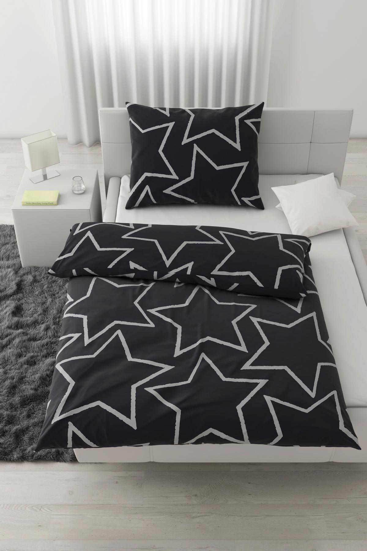 BETTWÄSCHESET BIG STAR - Dunkelgrau, Textil (160/210cm) - Modern Living