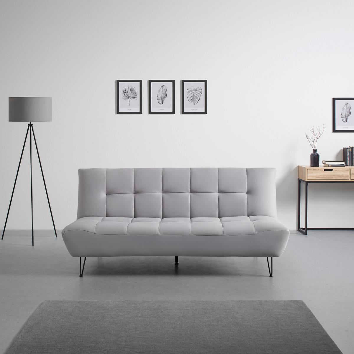 Schlafsofa Geli Hellgrau Webstoff - Hellgrau/Schwarz, MODERN, Holz/Textil (192/88/97cm) - Bessagi Home