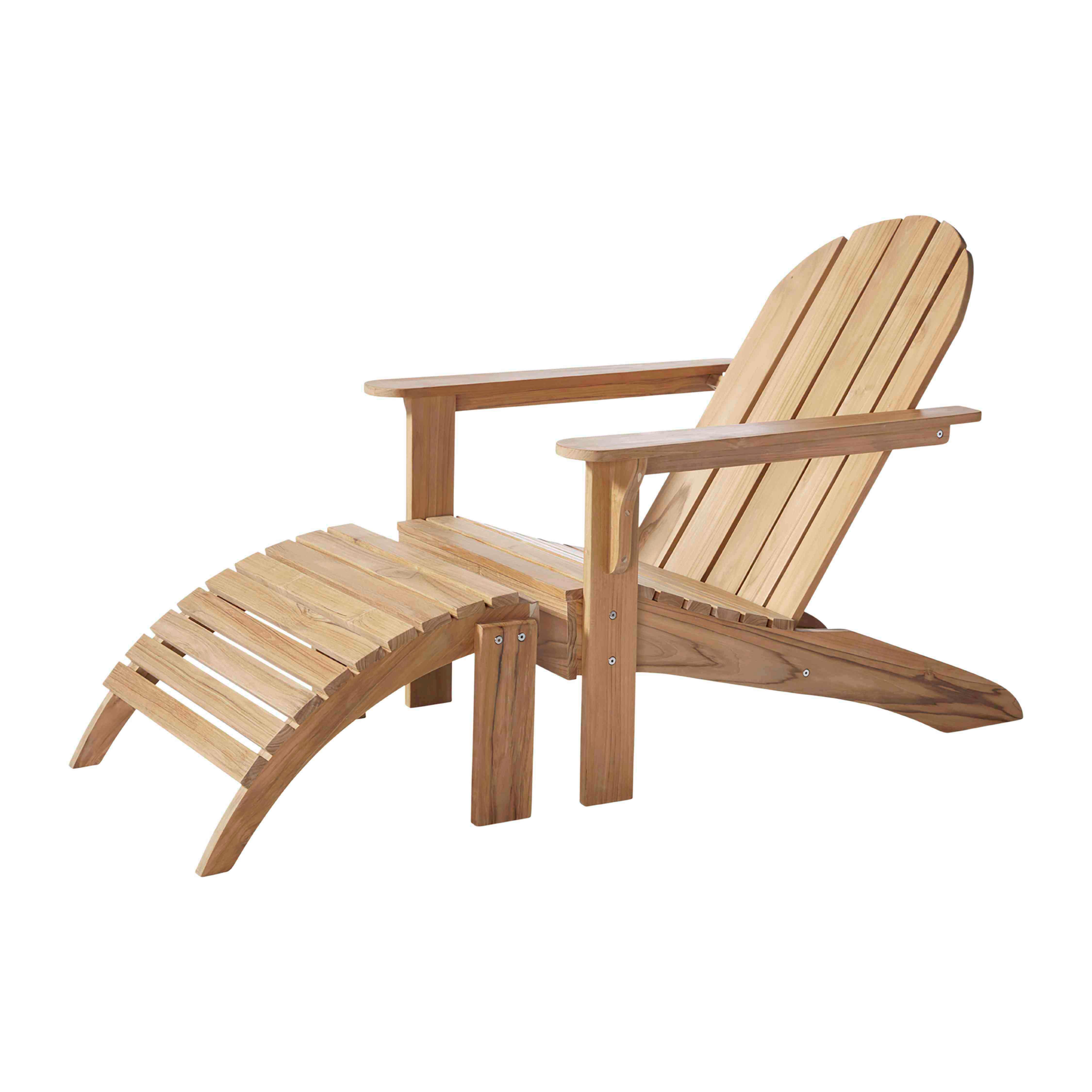 Gartenliege Adirondack Teak mit Hocker - Teakfarben, Natur, Holz (105cm) - Gardenson