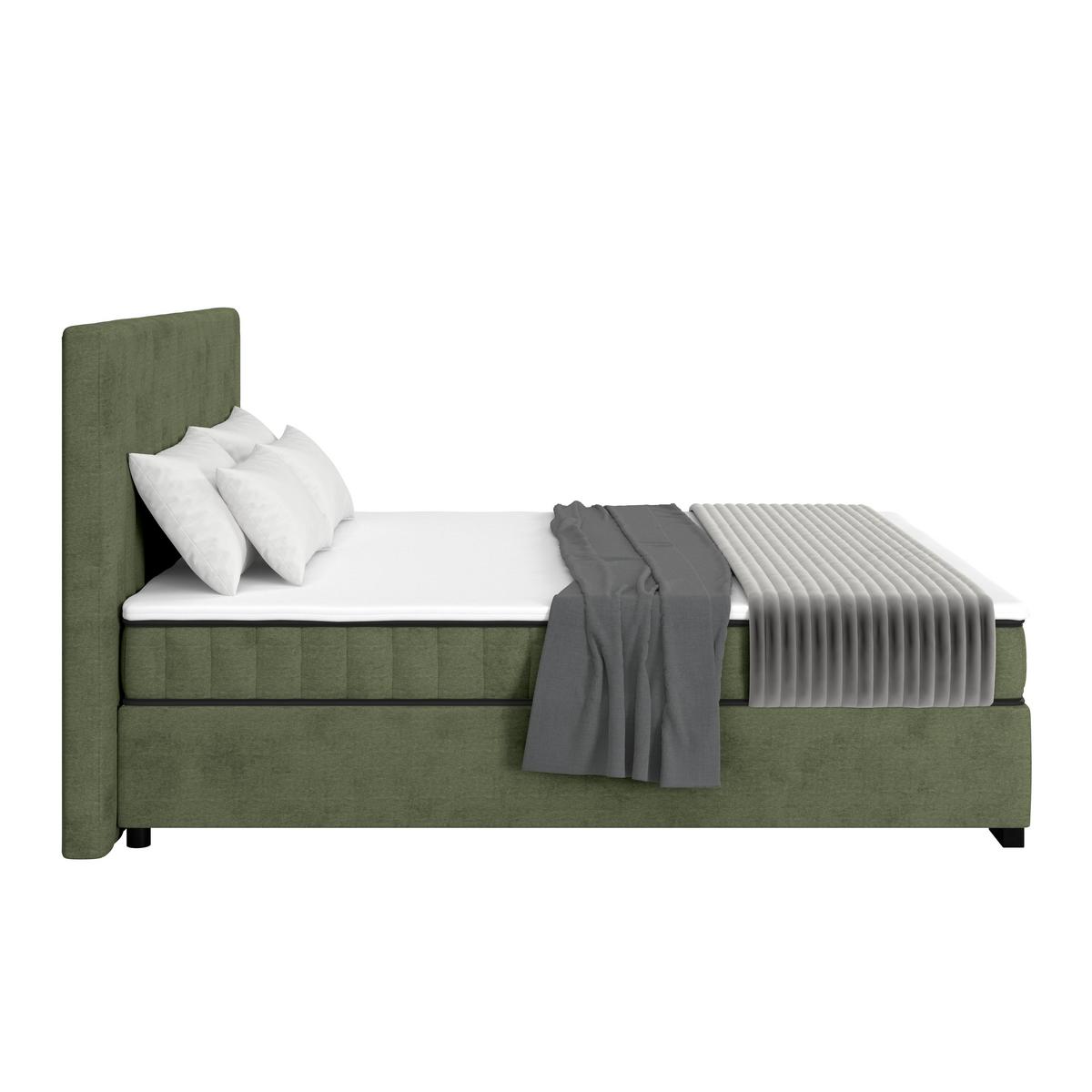 Box Krevet Maya C - maslinasto zelena/crna, Moderno, drvni materijal/drvo (200/220cm) - Based