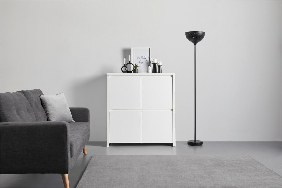 Kommode Larios B in Weiss - Weiss/Schwarz, Modern, Holzwerkstoff/Kunststoff (105/112/40cm) - Mömax