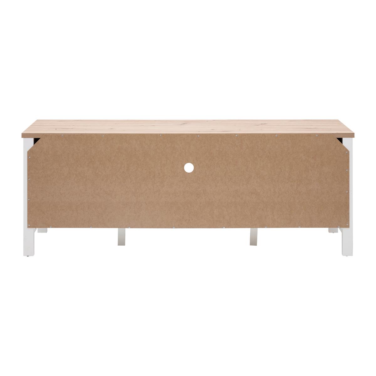 Lowboard Sicilia Weiß/Eiche - Silberfarben/Weiß, ROMANTIK / LANDHAUS, Holzwerkstoff/Metall (173/64/45cm) - Mömax