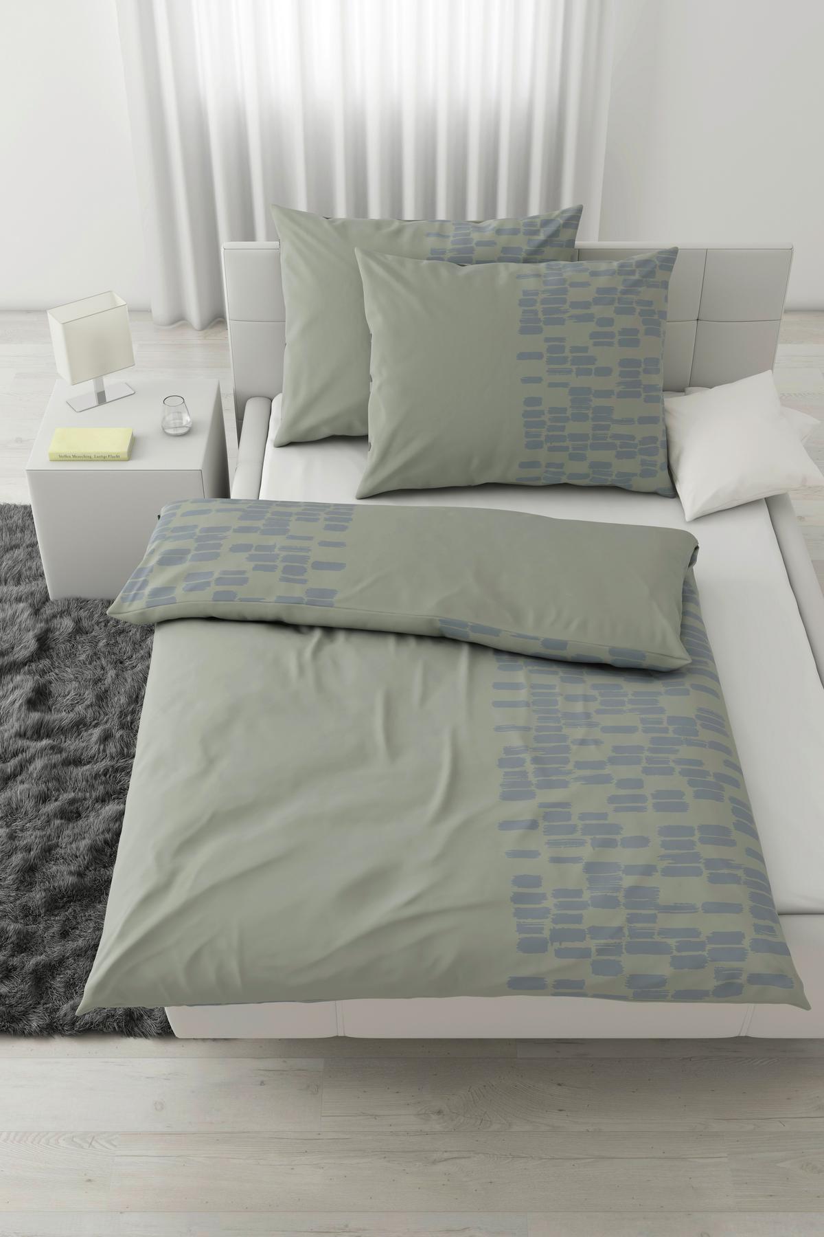 Posteljina Brush Strokes 200x200/2x60x80cm - siva, tekstil (200/200cm) - Modern Living