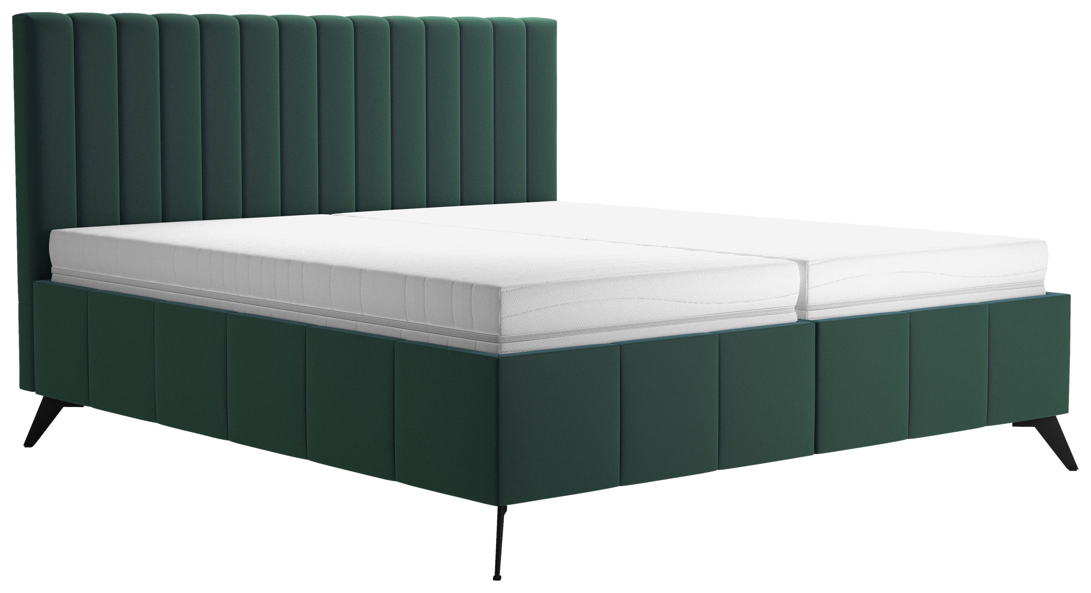Pat Tapițat Vivien 2 - verde închis, Modern, lemn/textil (180/200cm) - Modern Living