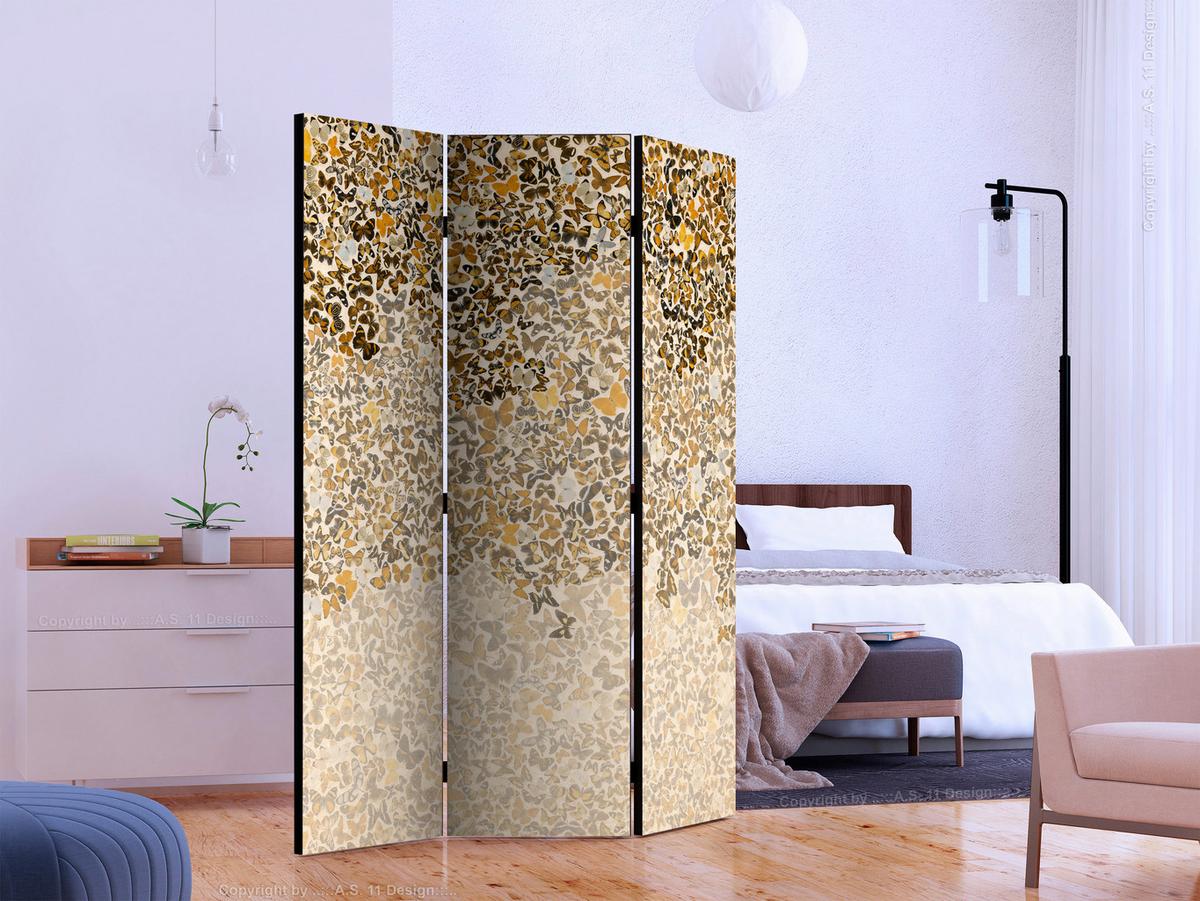 Paravan Art And Butterflies, 3-Delni, Dvostranski - bež/rjava, Basics, tekstil/les (135/172/3cm) - artgeist