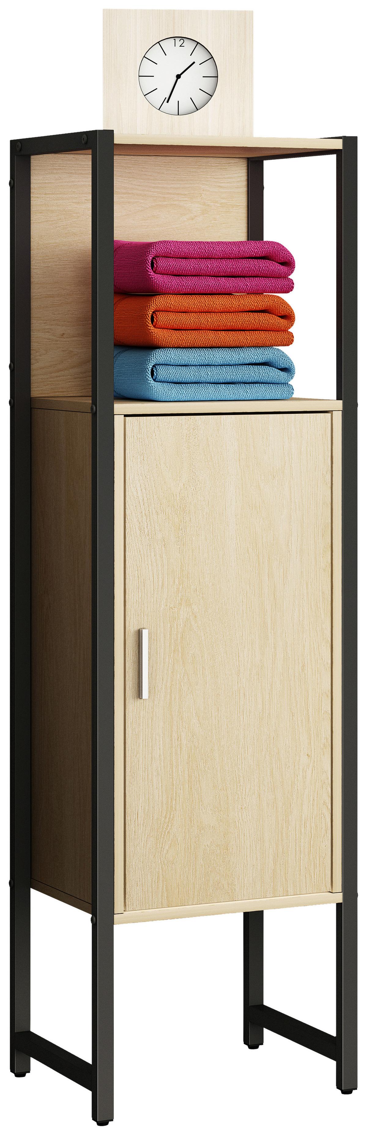 Midischrank Edino ca. 33x114 cm Eiche/Schwarz - Honigeiche/Schwarz, MODERN, Holzwerkstoff/Metall (33/114/30cm) - MID.YOU