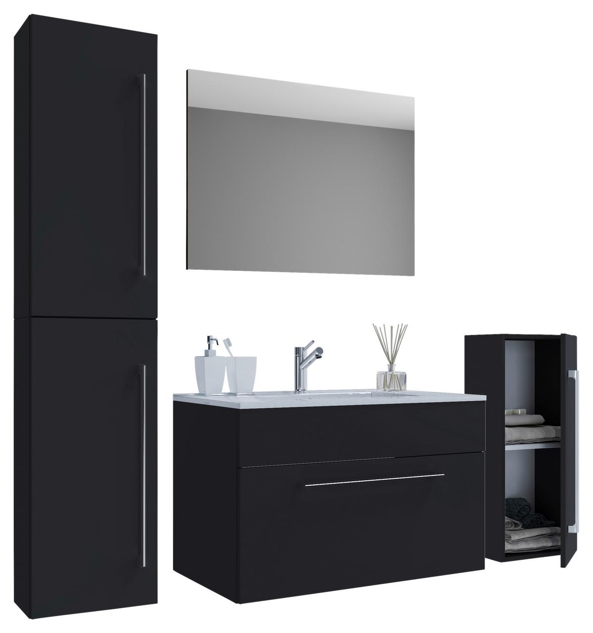 Kopalnica Badinos, Črna - črna/bela, Moderno, kovina/leseni material (146cm) - MID.YOU