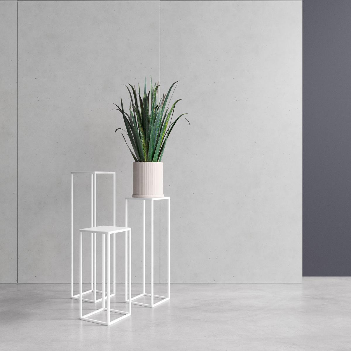 STOJAK NA KWIATY TZ000092 - biały, Basics, metal (19/77/19cm)