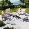 LOUNGEGRUPP SILAS - akaciefärgad/cremefärgad, Modern, metall/trä (130/85/80cm) - Bessagi Garden