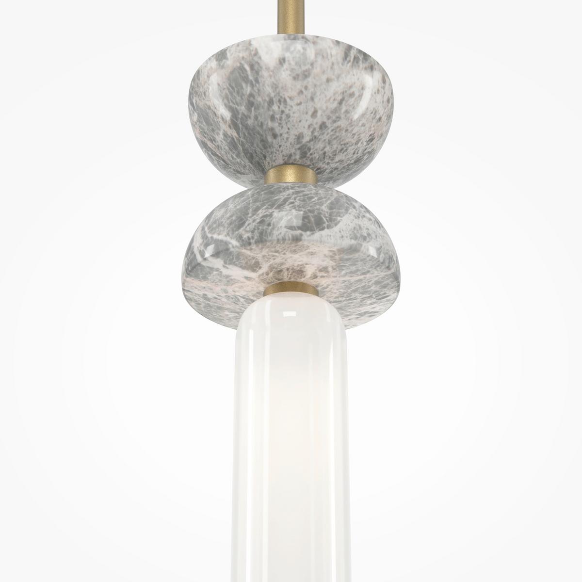Pendelleuchte Mod178pl-01gr - Weiss/Goldfarben, Design, Stein/Metall (10/336.5cm) - MAYTONI