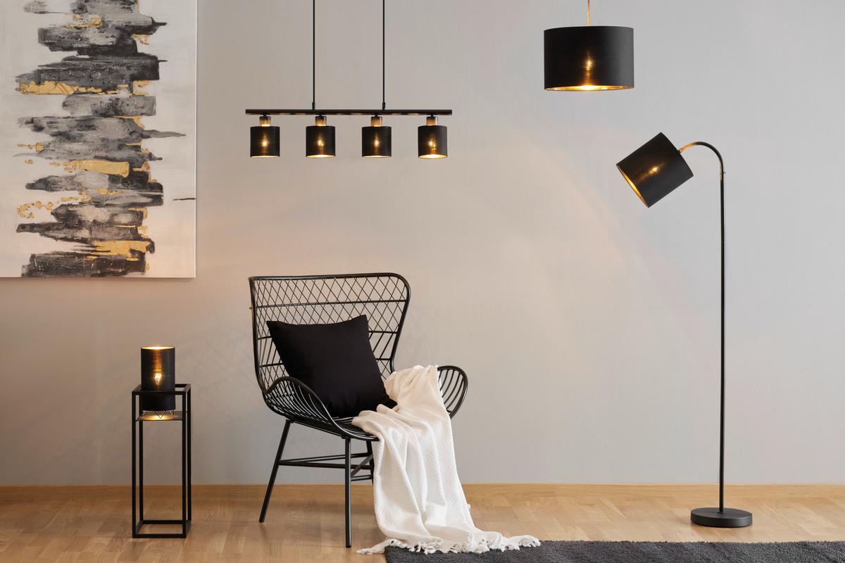 Hängeleuchte Goldi max. 25 Watt - Goldfarben/Schwarz, MODERN, Textil/Metall (30/120cm) - Mömax