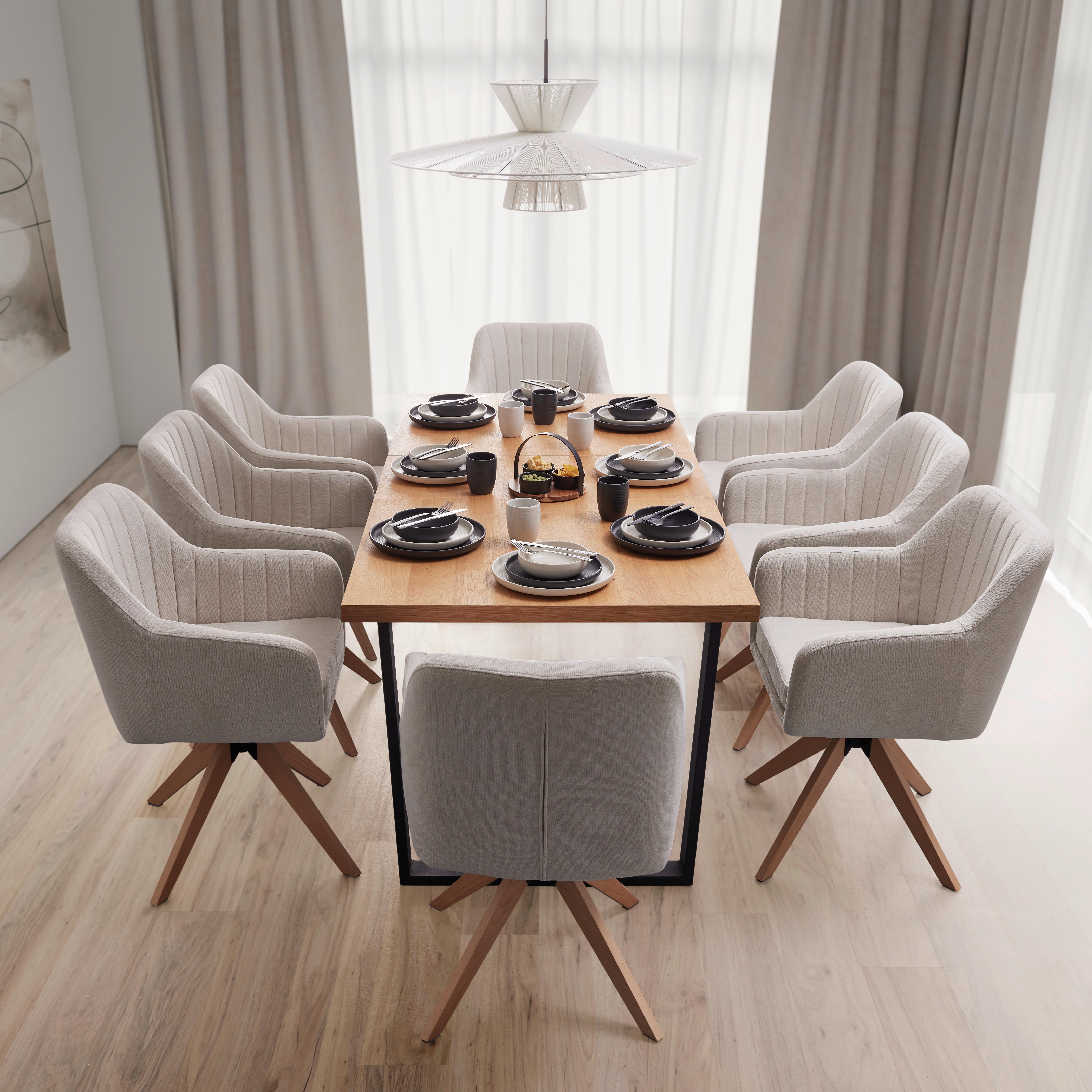 Ausziehtisch Kilian Eiche Echtholz ca. 150-190x90 cm - Eichefarben/Schwarz, Modern, Holz/Metall (150-190/90/75cm) - Bessagi Home