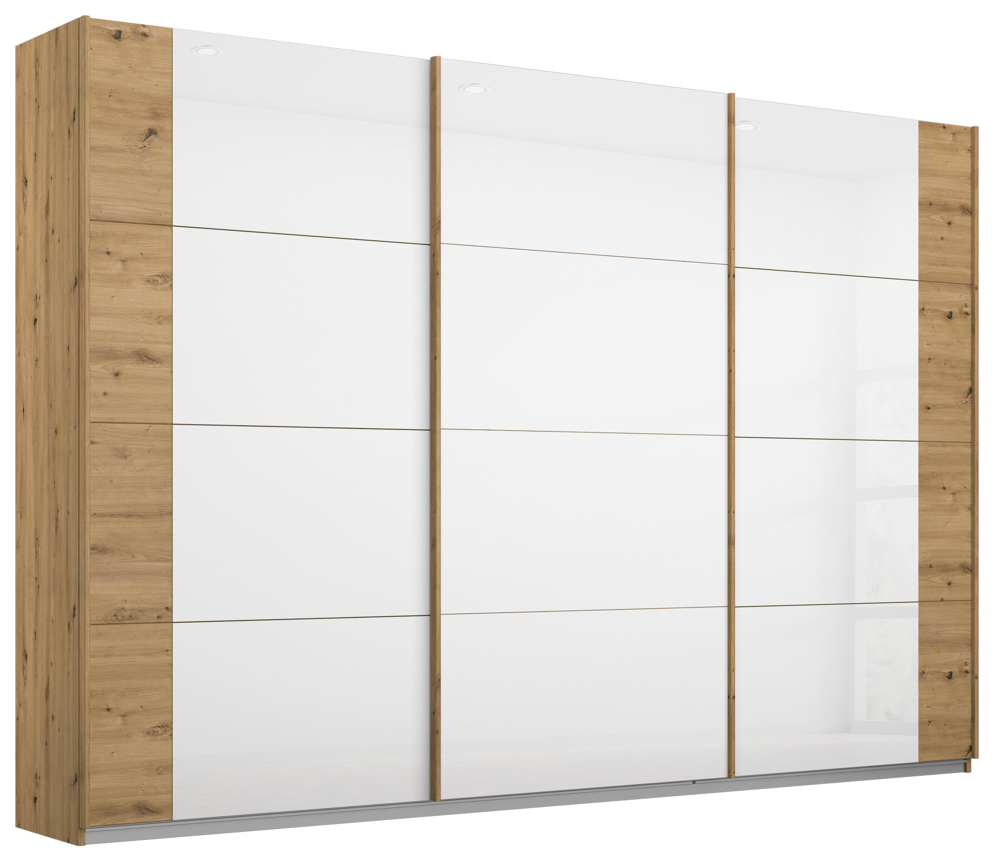 DULAP USI CULISANTE ARTEMIS - alb/stejar Artisan, Modern, sticlă/material pe bază de lemn (271/210/62cm) - Modern Living