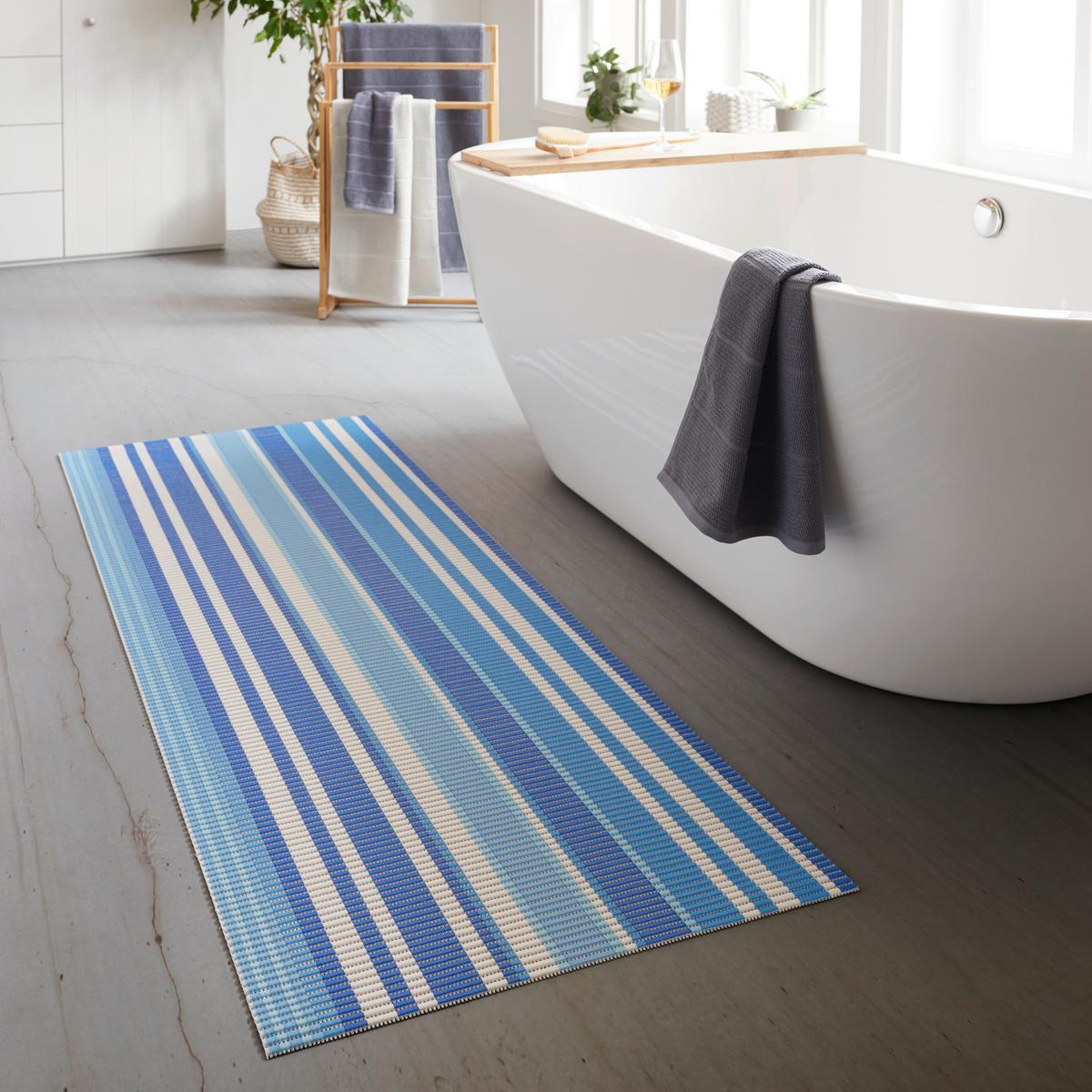 Antirutschmatte Stripe in diversen Farben - Blau/Gelb, Textil (65/180cm) - Modern Living